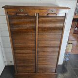 Solid oak double curtain filing cabinet