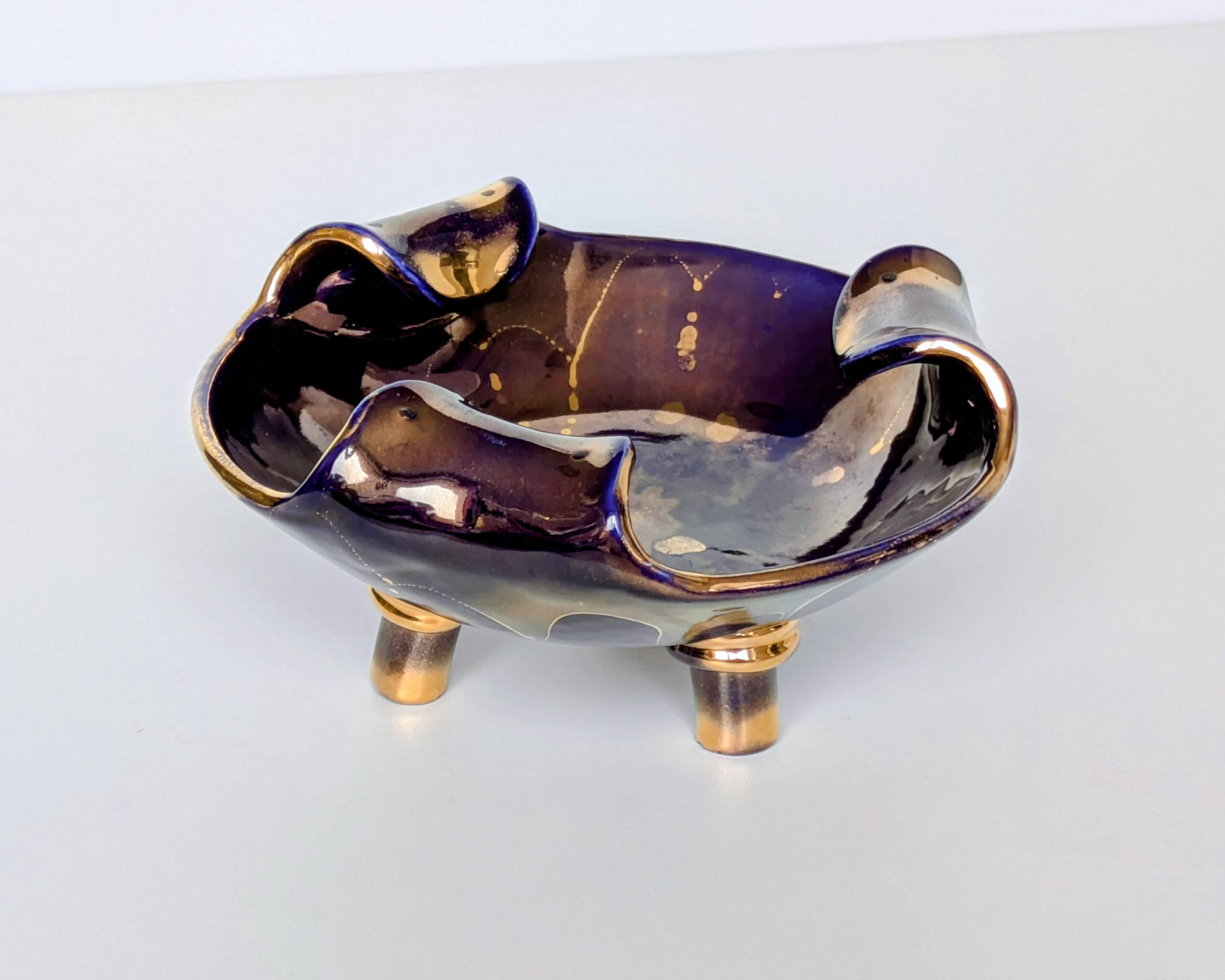 Tripod Ashtray Dish in Ceramic - Alcy Paris - Lustrous Enamel and Gold
