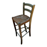 Chaise haute paillée de bar