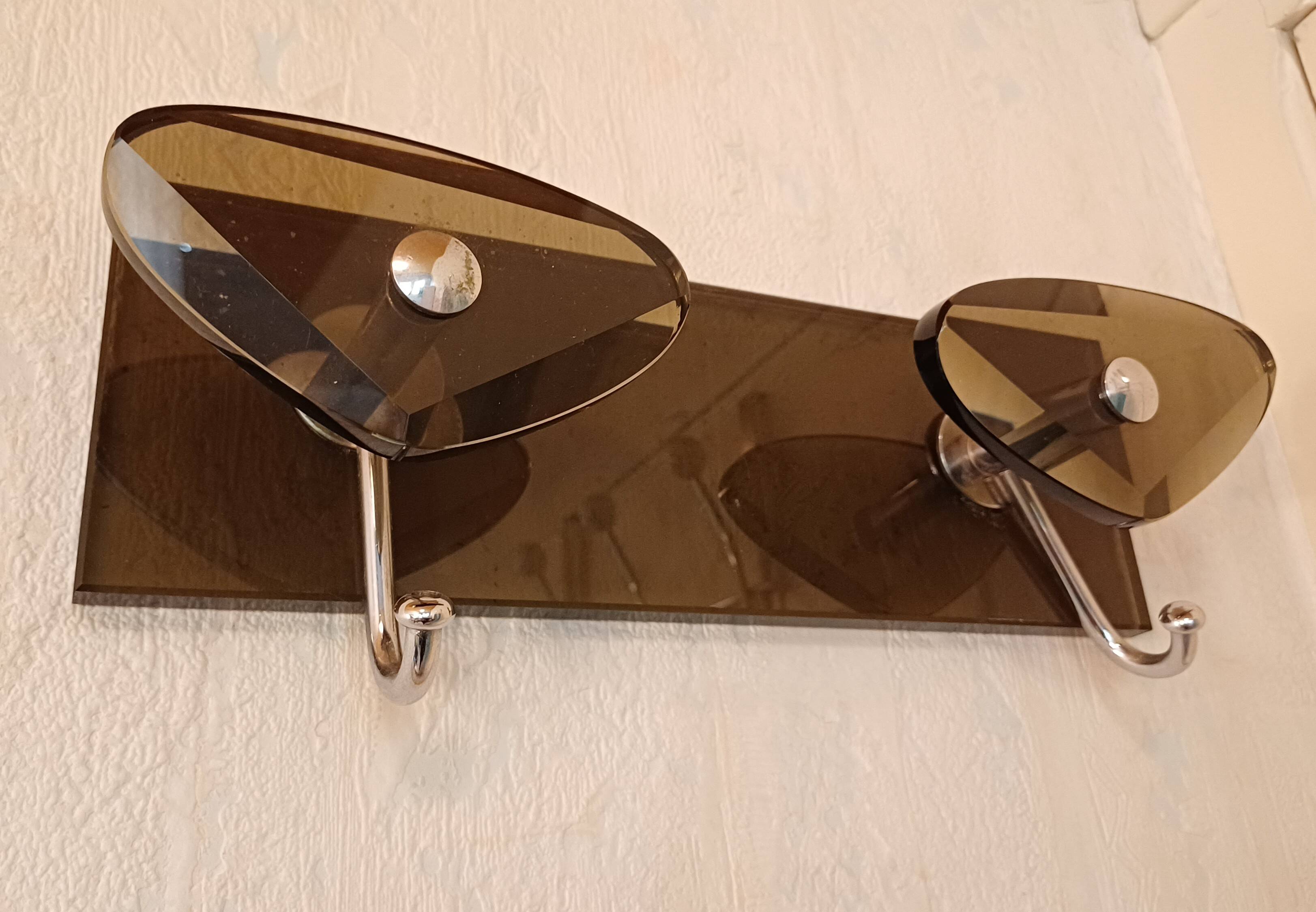 Vintage bathroom mirror with hooks