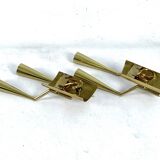 Mid-Century Modern pair of brass Oscar Torlasco attributable sconces. Italy 1950s