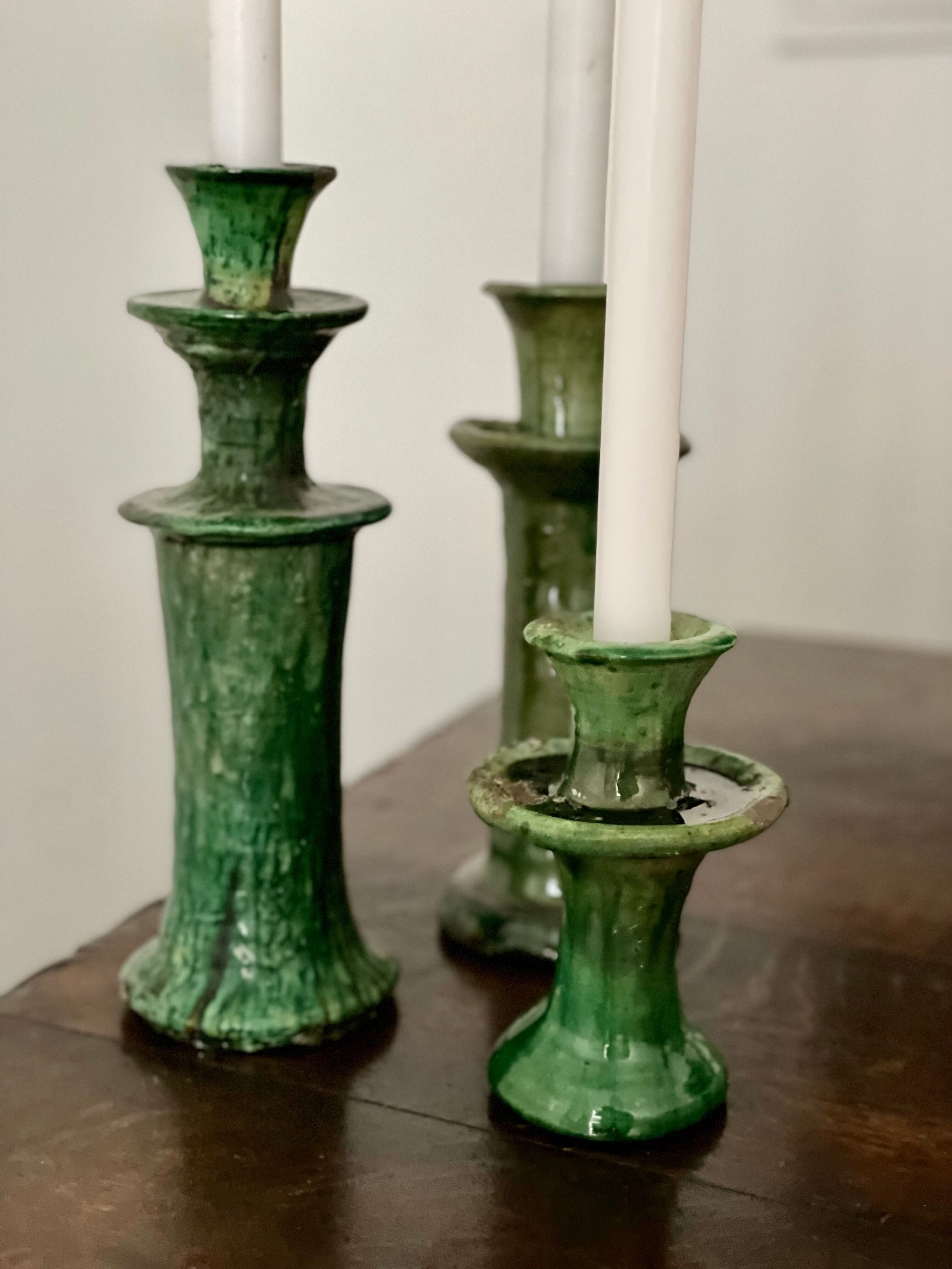 Tamegroute candlestick candlestick green glazed ceramic S H15 cm