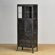 Vitrine en métal industriel antique, vers 1920
