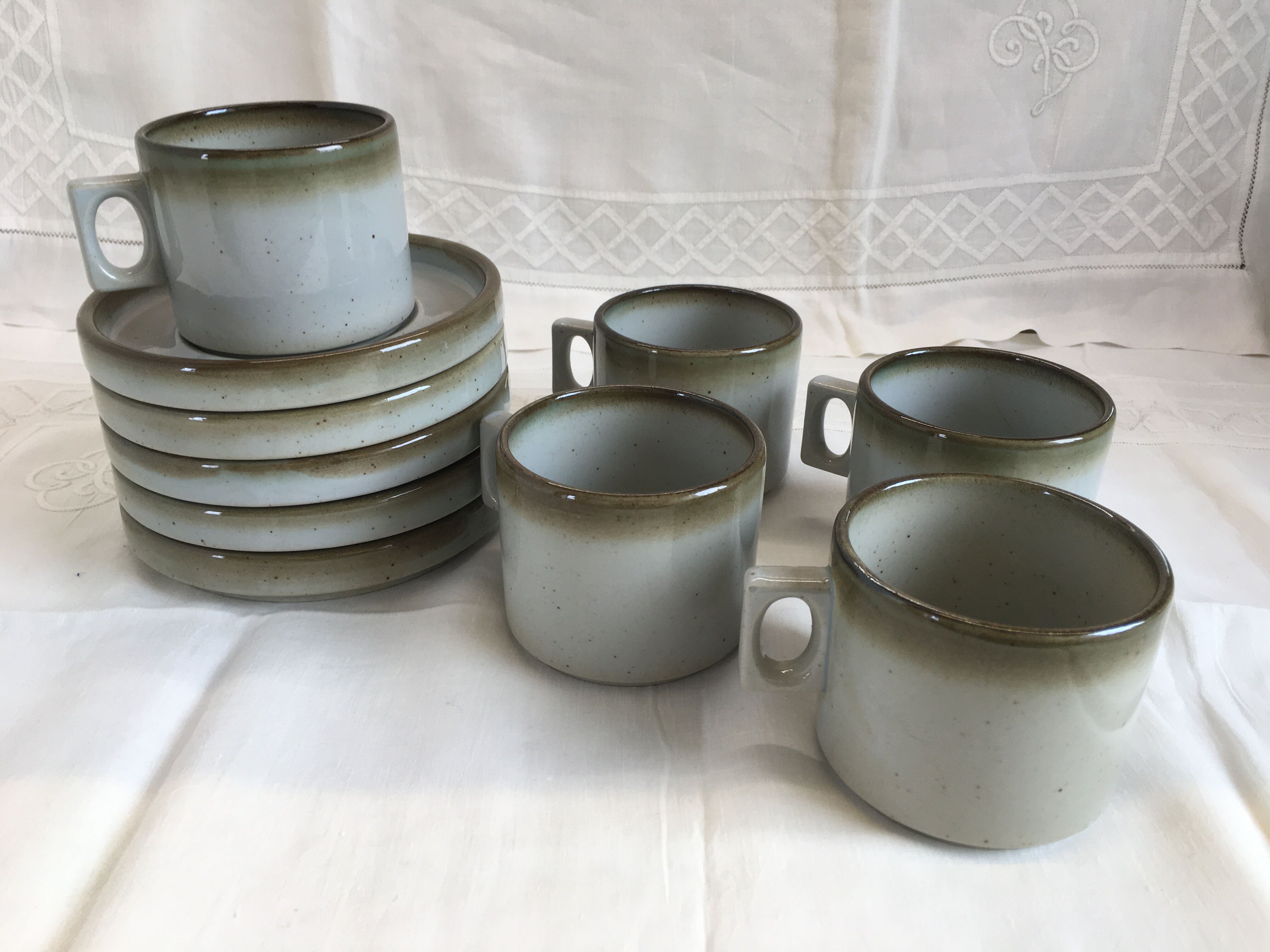 Rare coffee / tea service in Brenne sandstone "Grand Feu" - France 70s