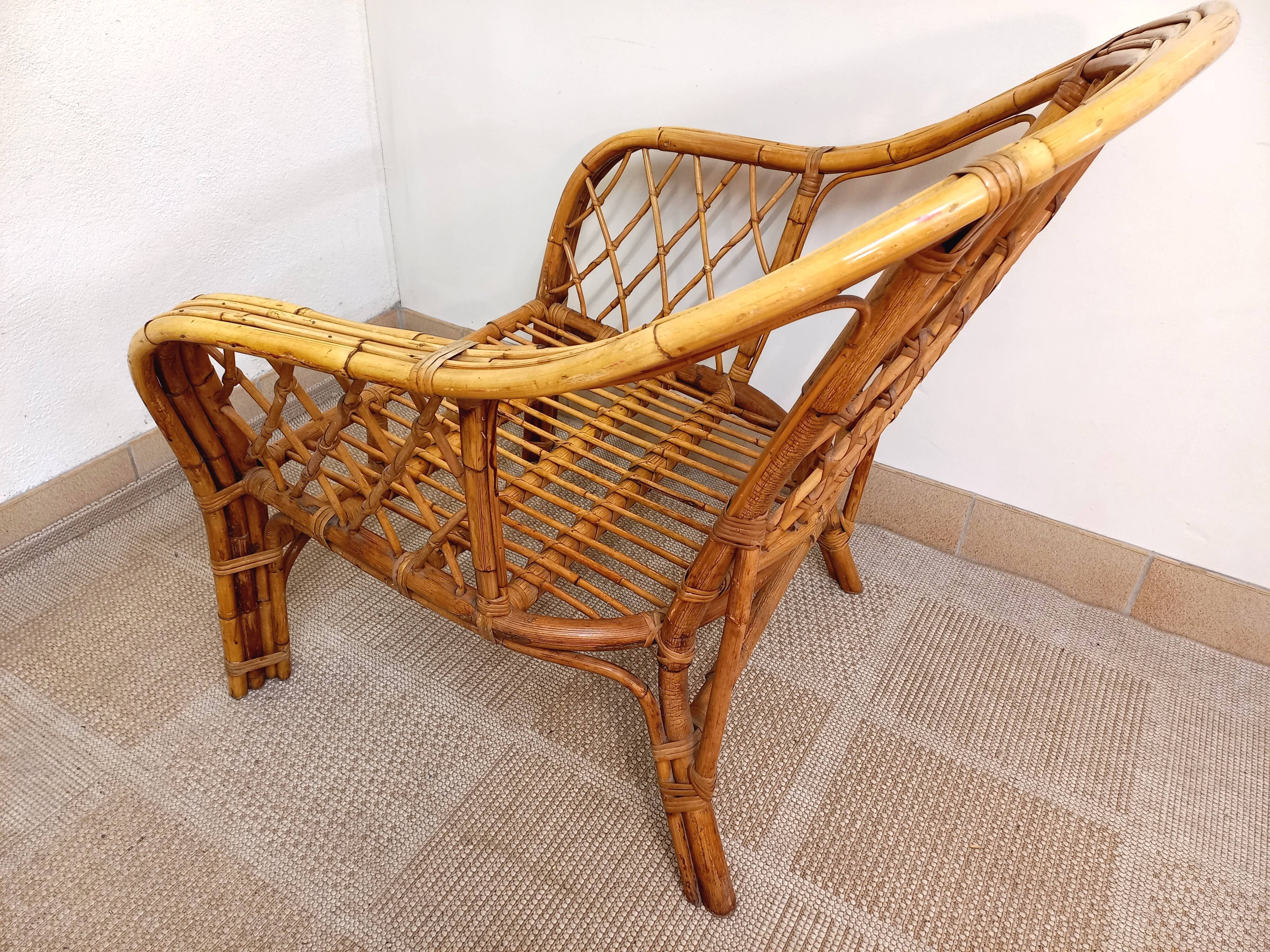 Vintage rattan armchair 60s