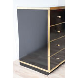 Vintage chest of drawers in lacquered wood and gilded metal 1970