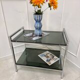 Vintage chrome and smoked glass serving trolley