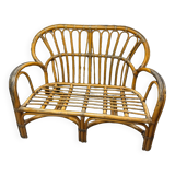 Vintage rattan bench 70