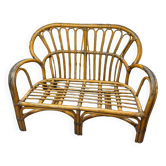 Vintage rattan bench 70