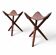 2 x matching vintage tooled leather tripod chair / camp chair
