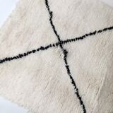 Moroccan berber carpet beni ouarain unbleached corridor with black diamonds 292x86cm