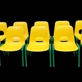 Set of 10 vintage children's stacking chairs