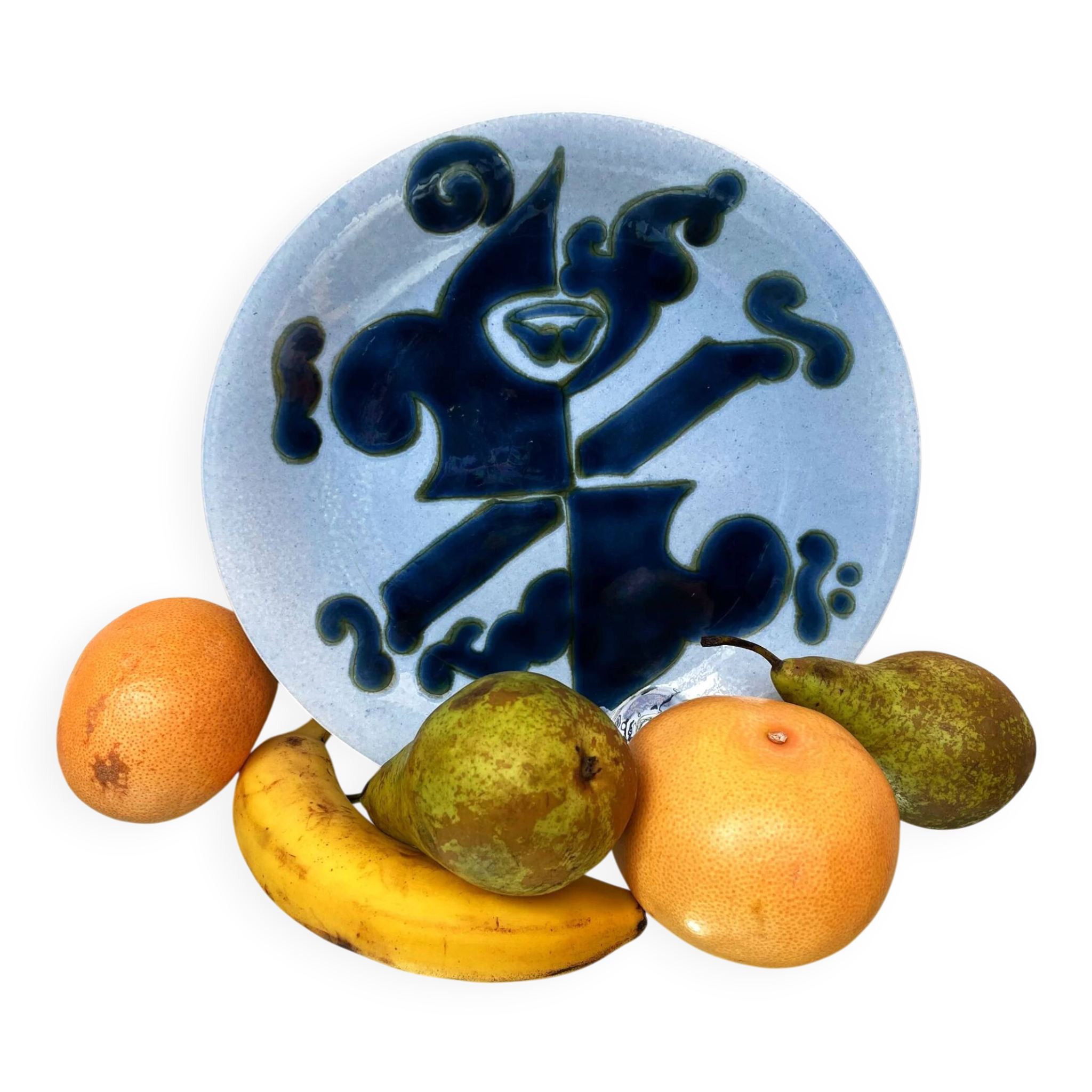 Yvonne Gisclard-Cau blue ceramic cut from French modernist design of the 1960s.