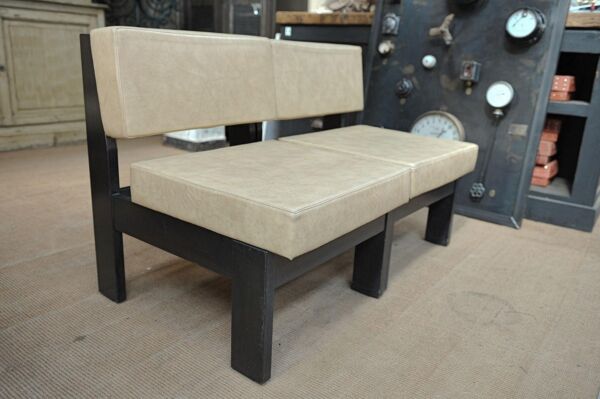 fauteuils Modulables Vintage 1970 En Bois Laqué Noir Et Simili cuir