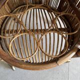 Vintage Bar Sports in bamboo and wicker bar cart, 1970s