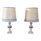 Élégante paire de lampes de chevet en métal argenté, Italie années 1970