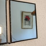 Vintage 1930s triptych mirror depicting a barber, hairdresser, and young dancer