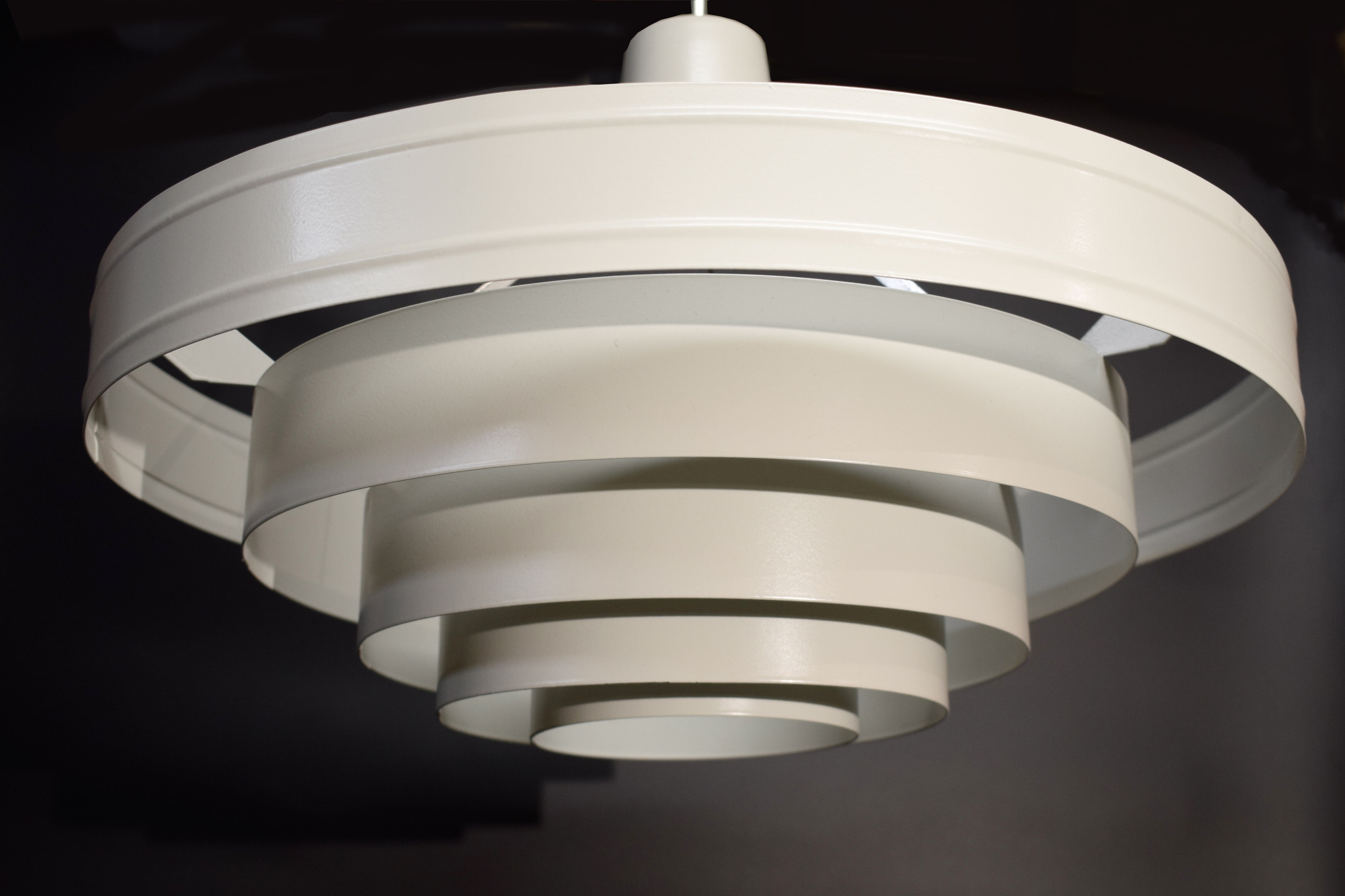 Satin white lacquered metal hanging from the 1960s