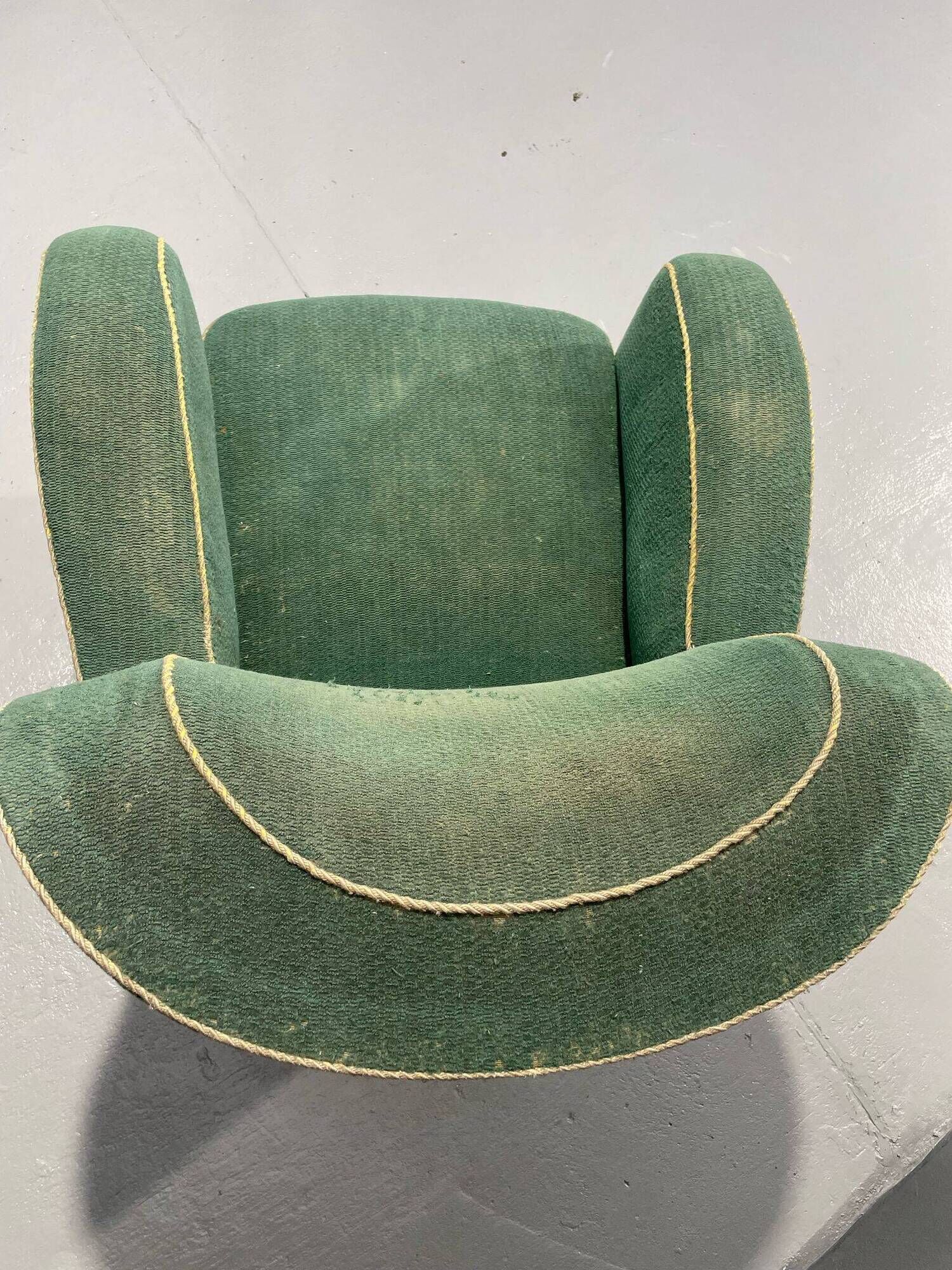 Fauteuil Art déco danois en mohair vert, années 1930-1940