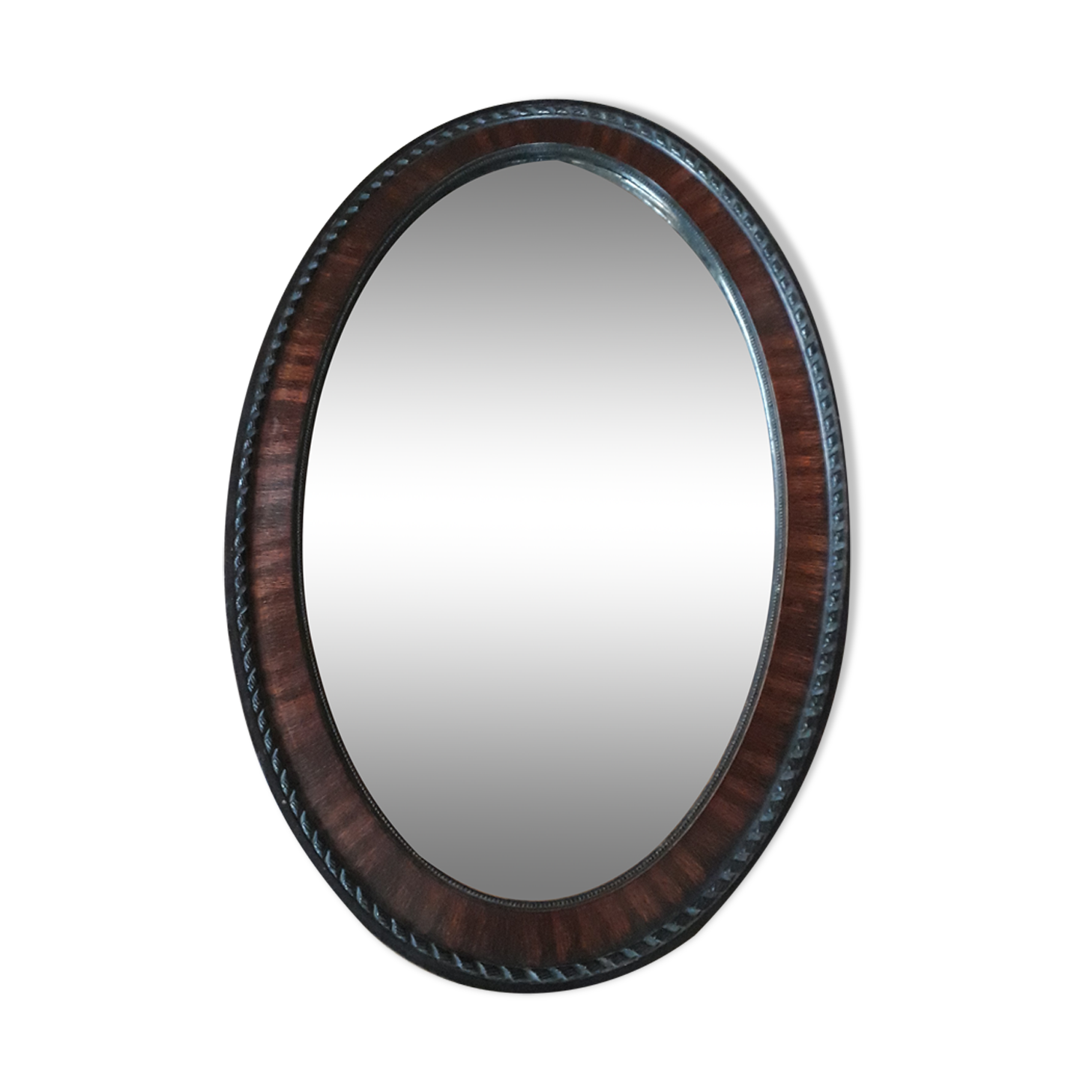 English style oval wooden mirror 79x52cm