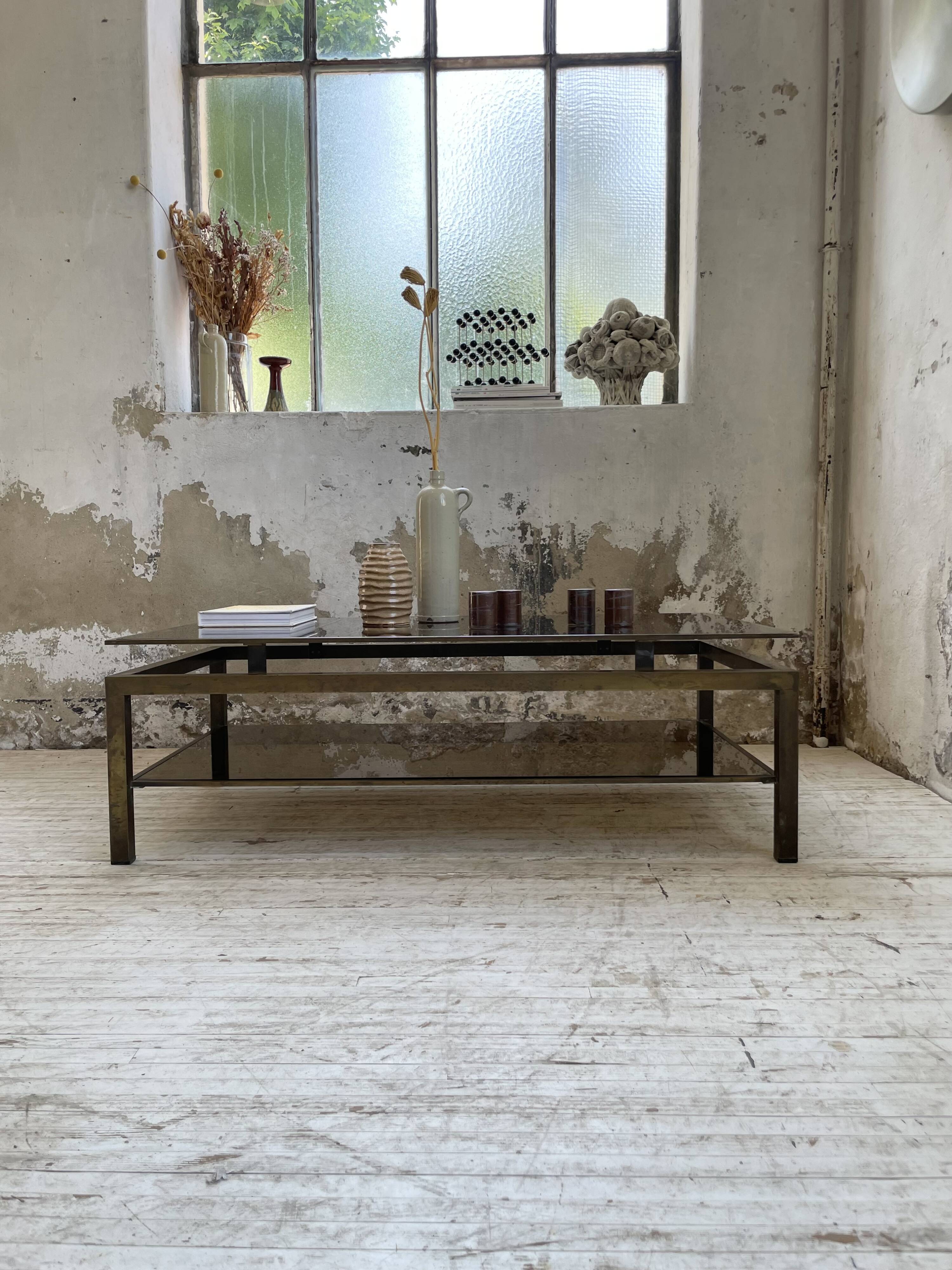 Brass coffee table attributed to Guy Lefevre for Maison Jansen