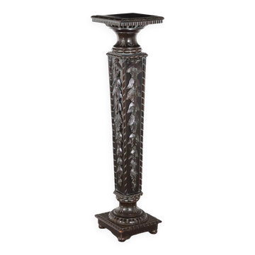 Colonne ancienne style néo-Renaissance en bois sculpté Italie XX Century