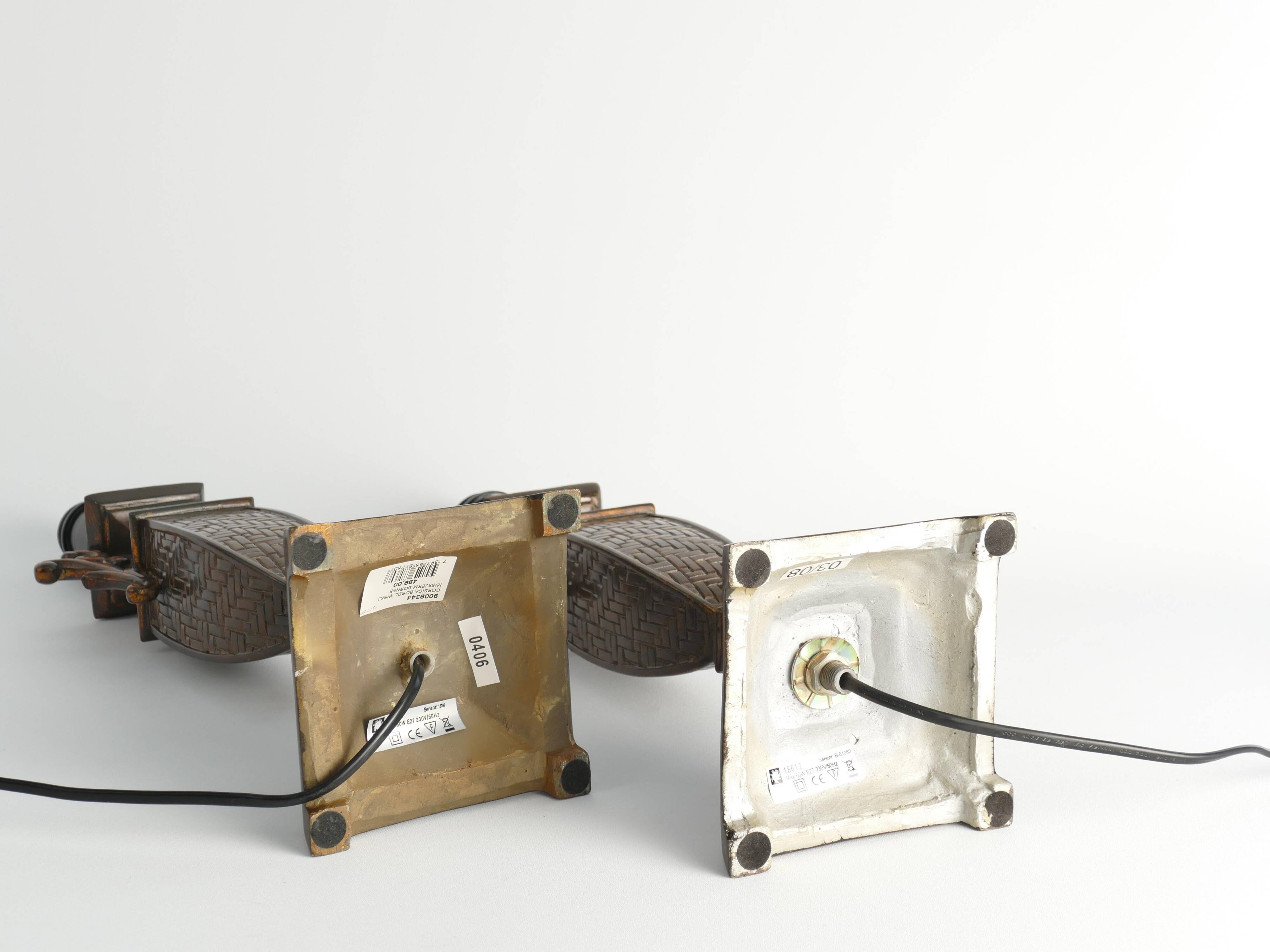 Chinoiserie Faux Rattan Amphora Table Lamps by Aneta, Sweden 1980's