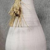 Vintage whitewashed pottery and wicker vase circa 1980