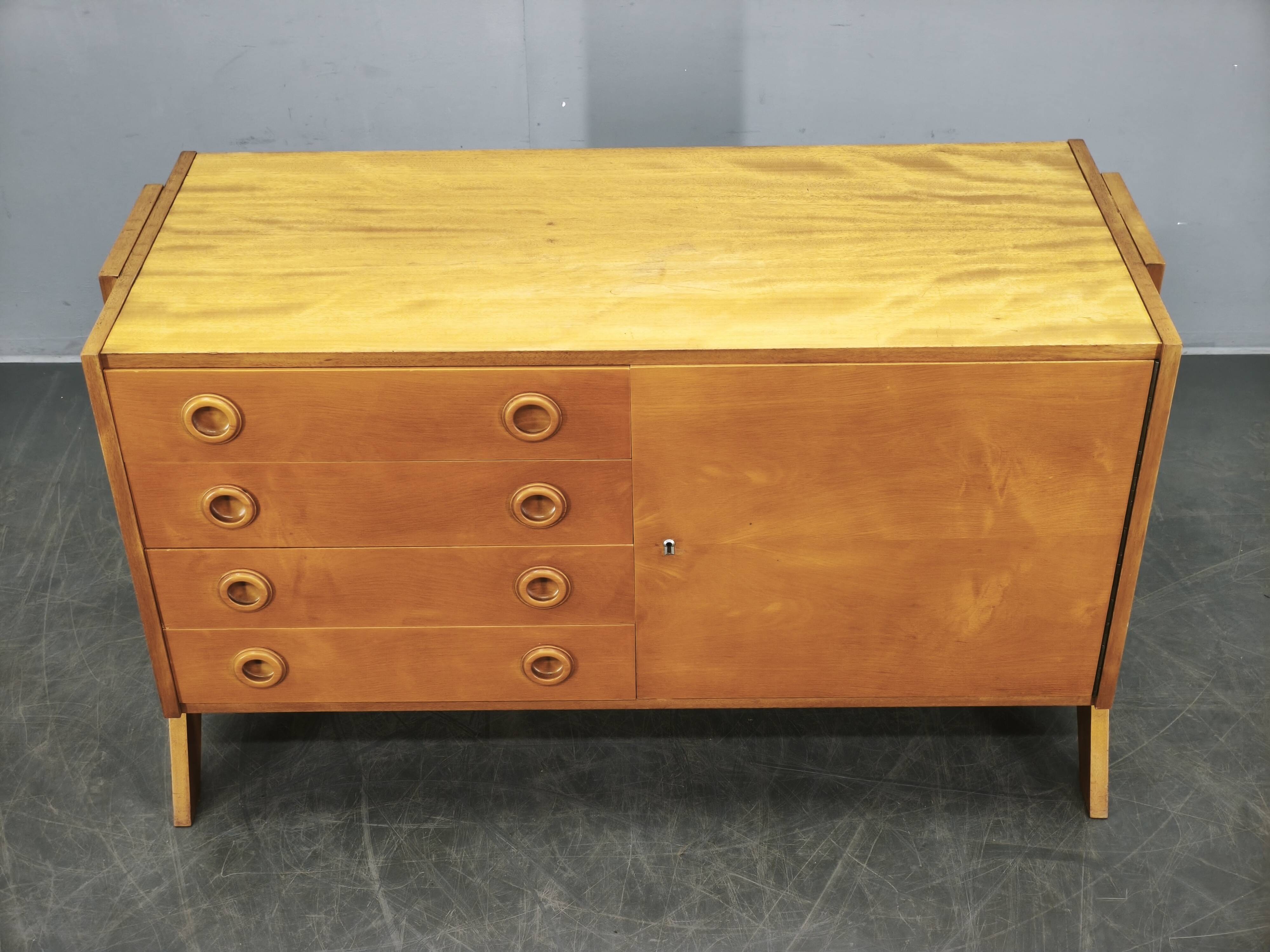 1960s Czechoslovak Maple Sideboard with Drawers and Cabinet