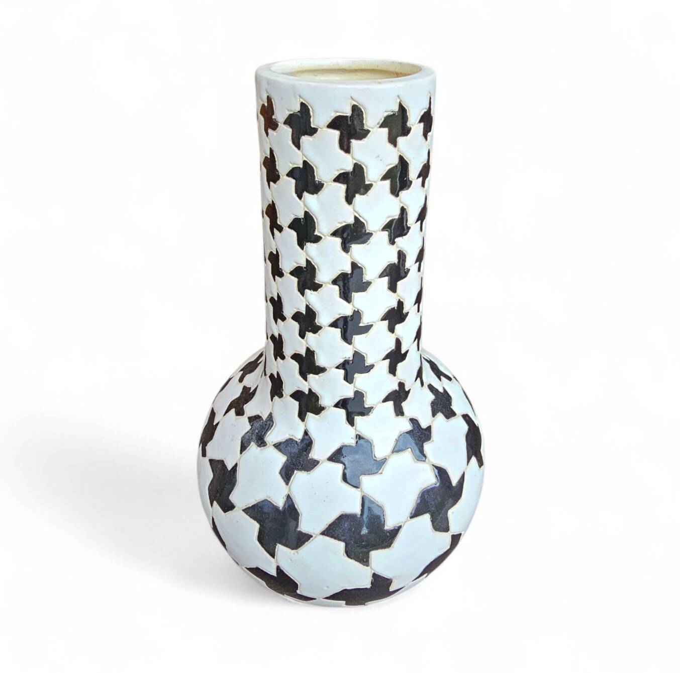 2 x ceramic / Pied de Poule vases / 1980s