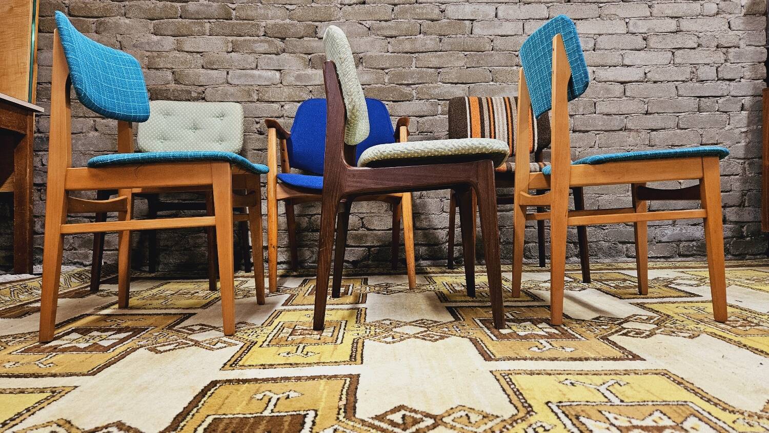 Set of 6 mismatched 1960s Scandinavian chairs