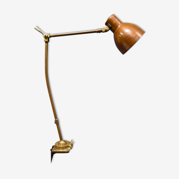 Industria Rotterdam clamp lamp made of brass and copper from the 1930s