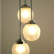 french art deco light in chrome with 3 floral opaque glass shades