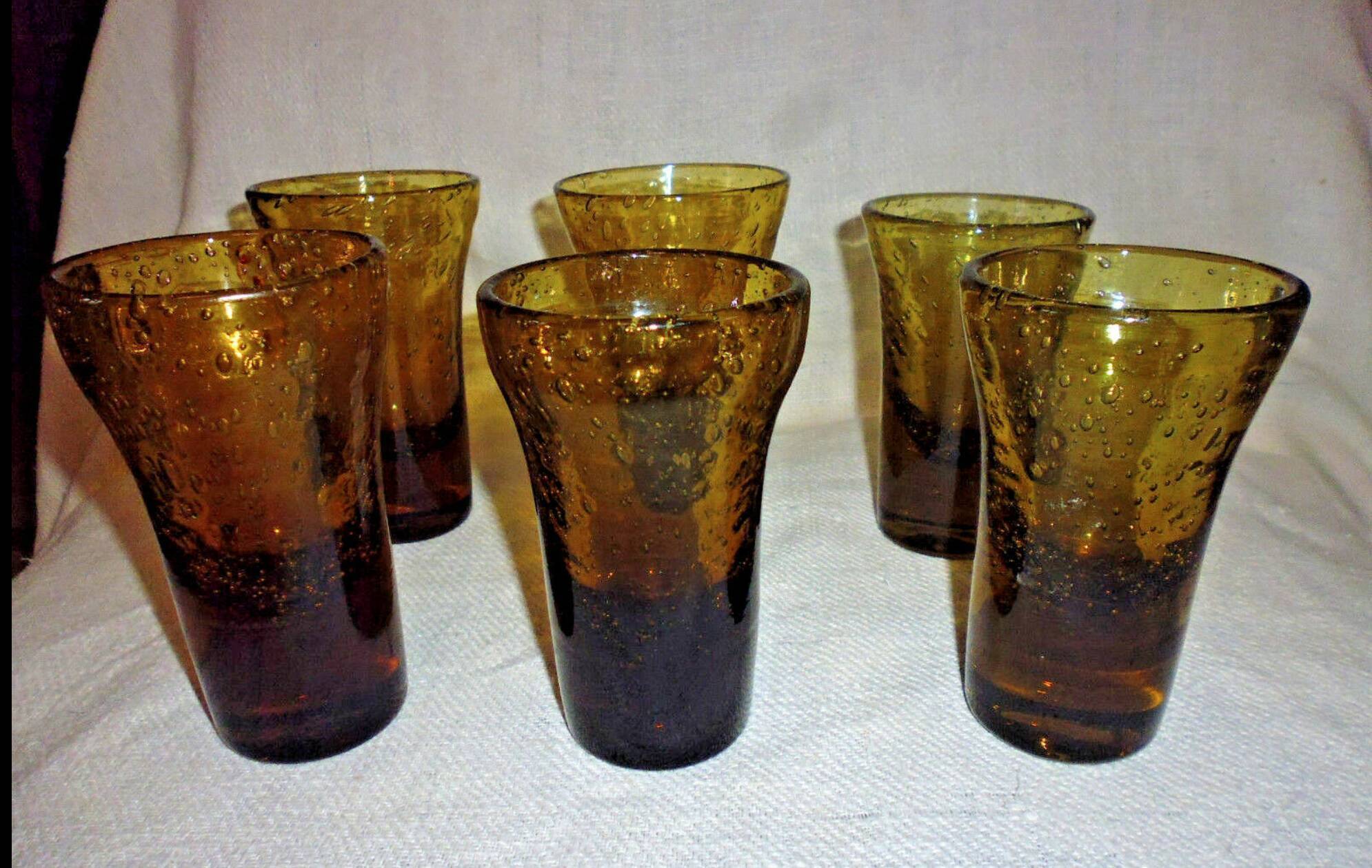 Biot's 6-glass bubble aperitif set signed amber