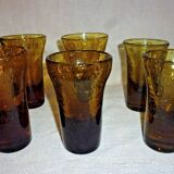 Biot's 6-glass bubble aperitif set signed amber