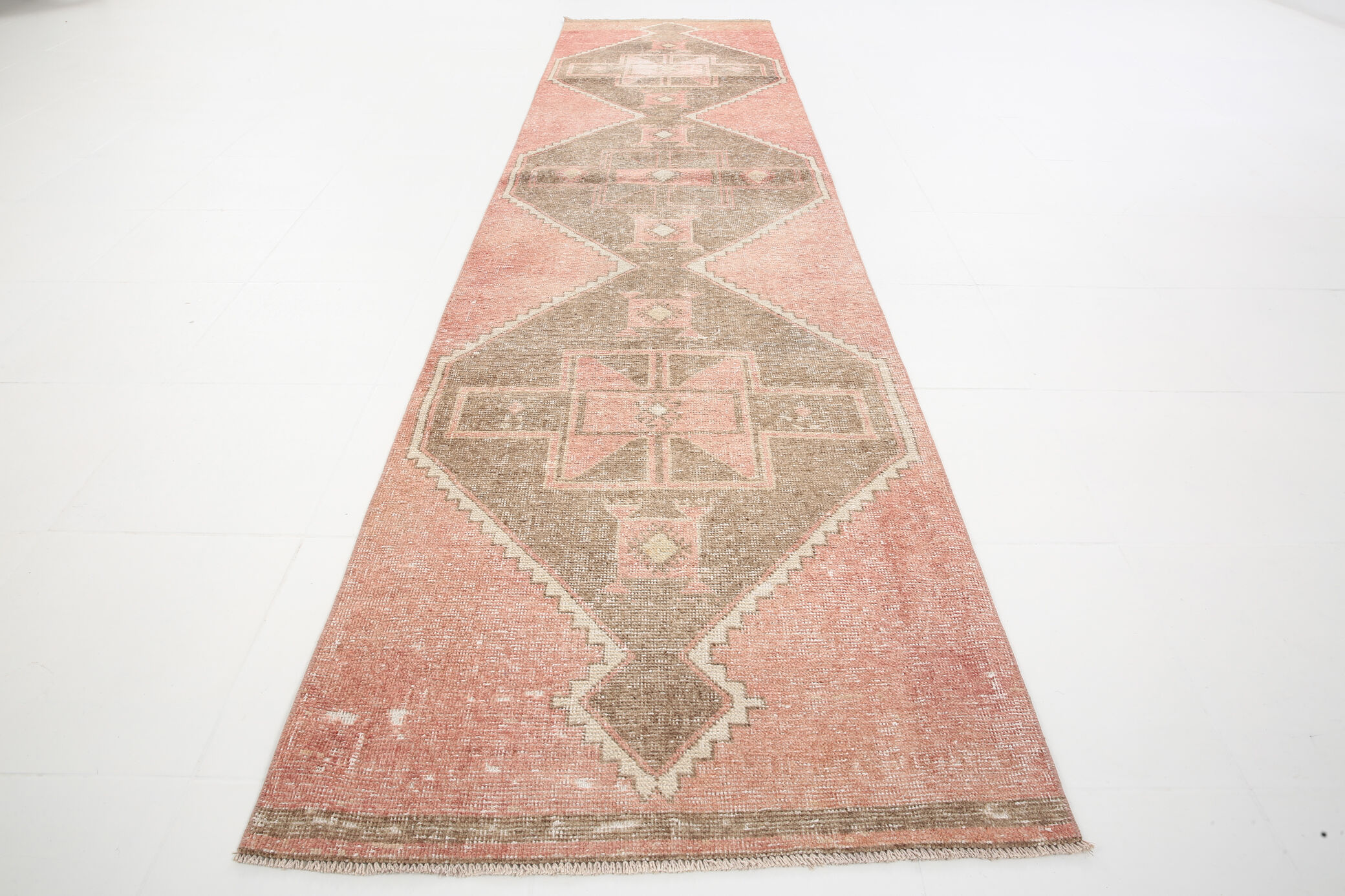 3x12 geometric neutral turkish runner rug, 379x91cm