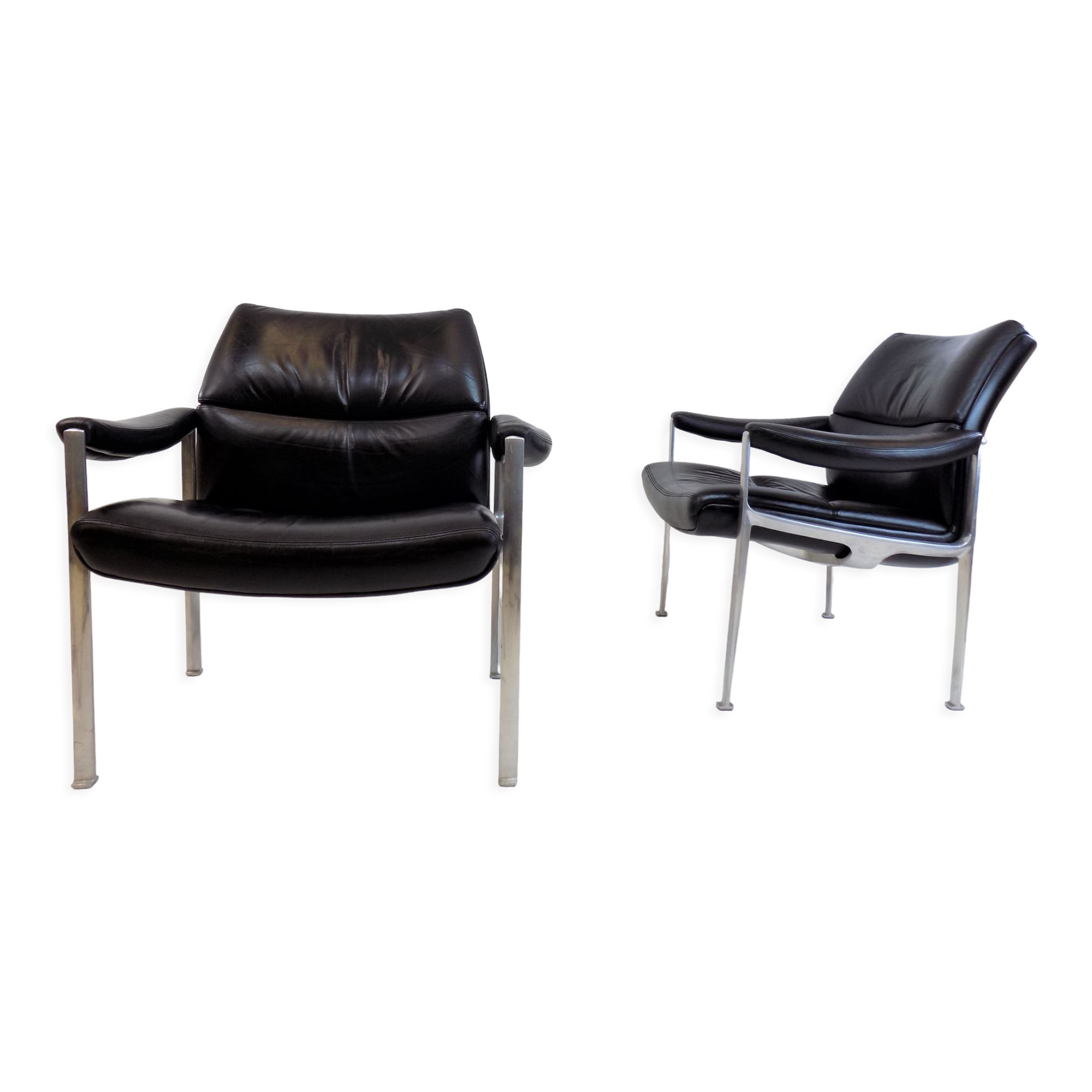 Lot de 2 fauteuils en cuir Röder Söhne by Miller Borgsen