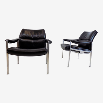 Lot de 2 fauteuils en cuir Röder Söhne by Miller Borgsen