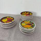 Service assiettes en céramique italienne signé Desimone Italy decor poisson années 60 vintage