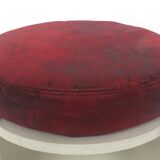 1970 white wooden stool with red cushing