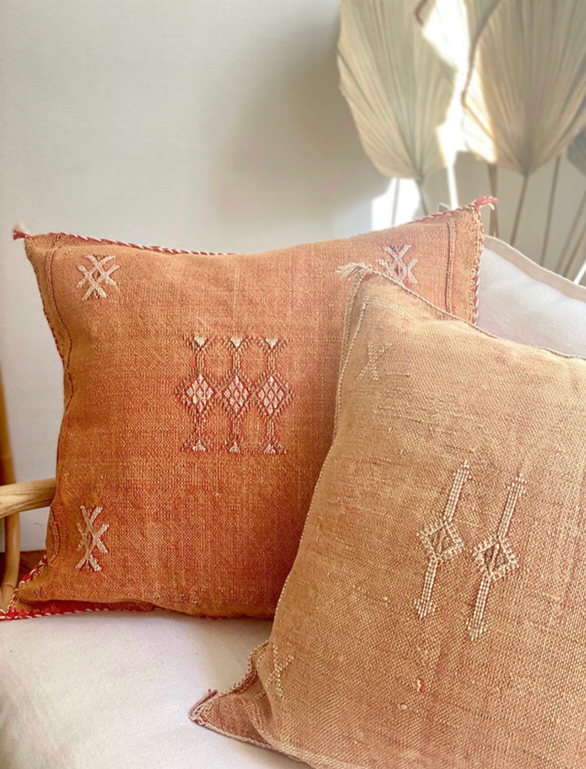 Faded orange cactus silk sabra cushion cover