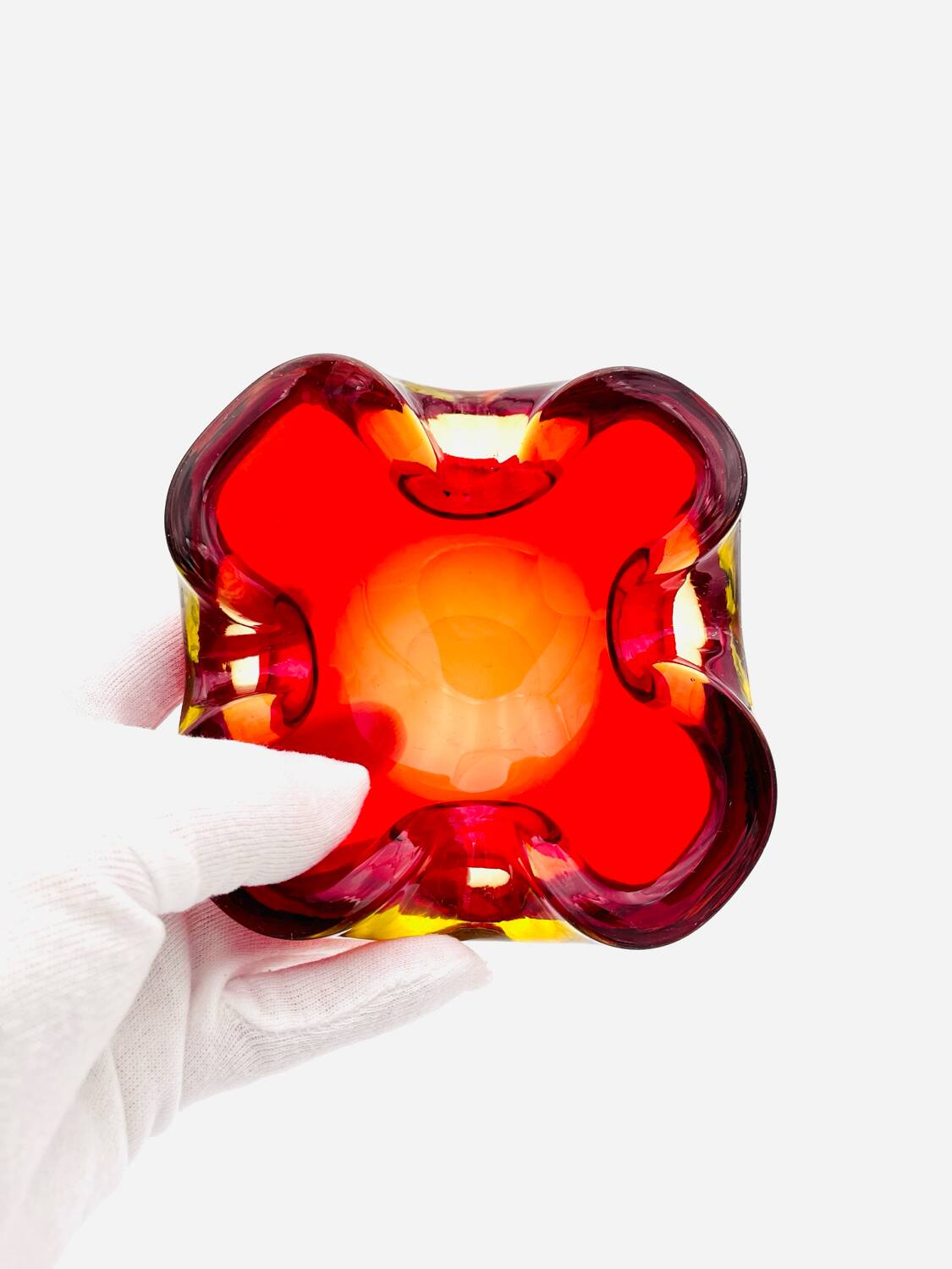 Murano Sommerso Red & Yellow Dish - Flavio Poli - circa 19