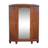 Art deco cabinet, wardrobe and shelves, carved wood cabinet, storage cabinet