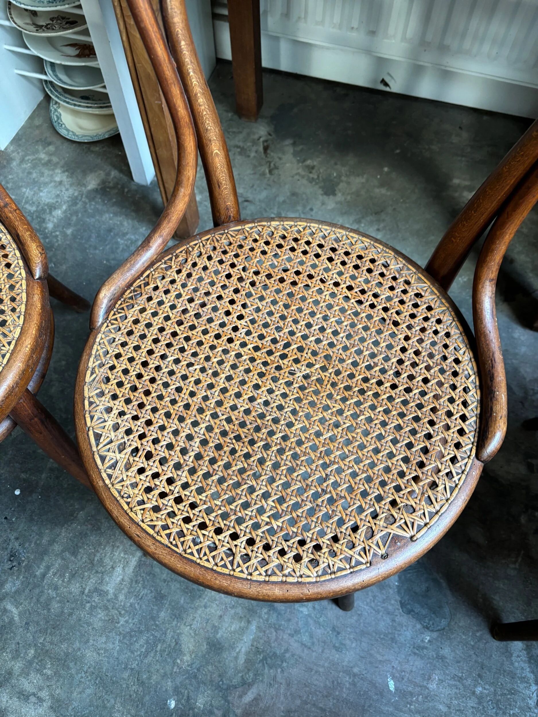 2 Thonet chairs no. 31 in bent beech and caning