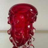 Red Murano glass vase from the 70s