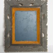 Decorative gold mirror mid-century in a wooden frame, Italy, 1960s.
