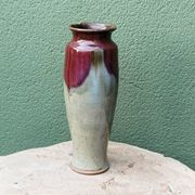 Glazed stoneware vase, signed, oxblood