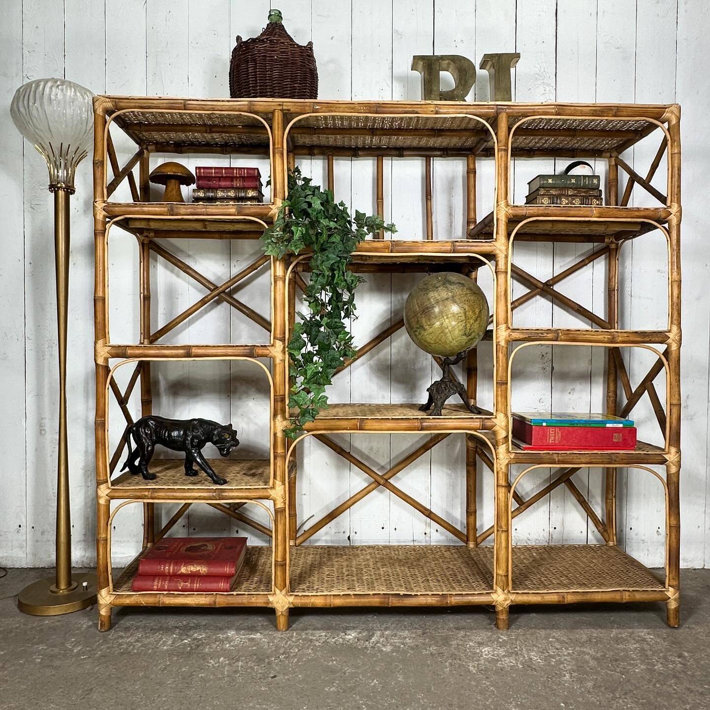 Bamboo and rattan shelf