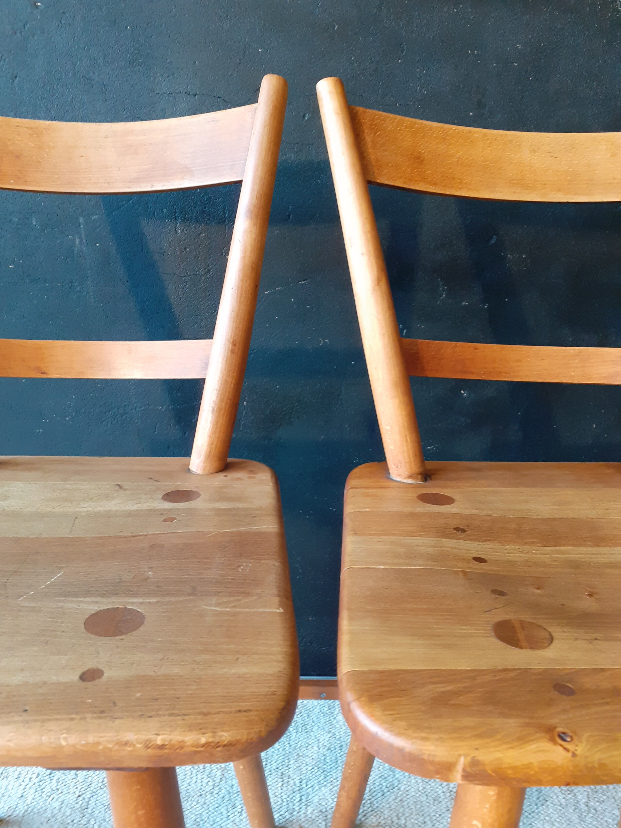 Pair of vintage all-wood chairs by Adolf Schneck for Schaffer, Germany 1947