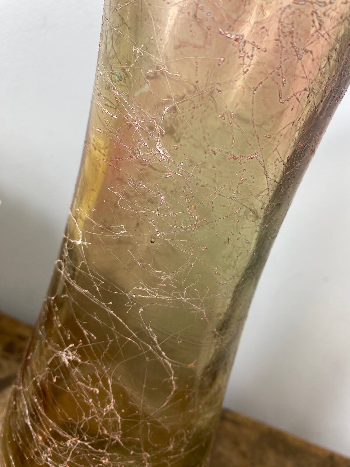 Large cracked glass vase